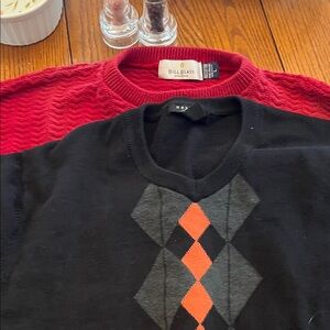 Bill Blass Men's Red Crewneck AND a Marquis Black Sweater